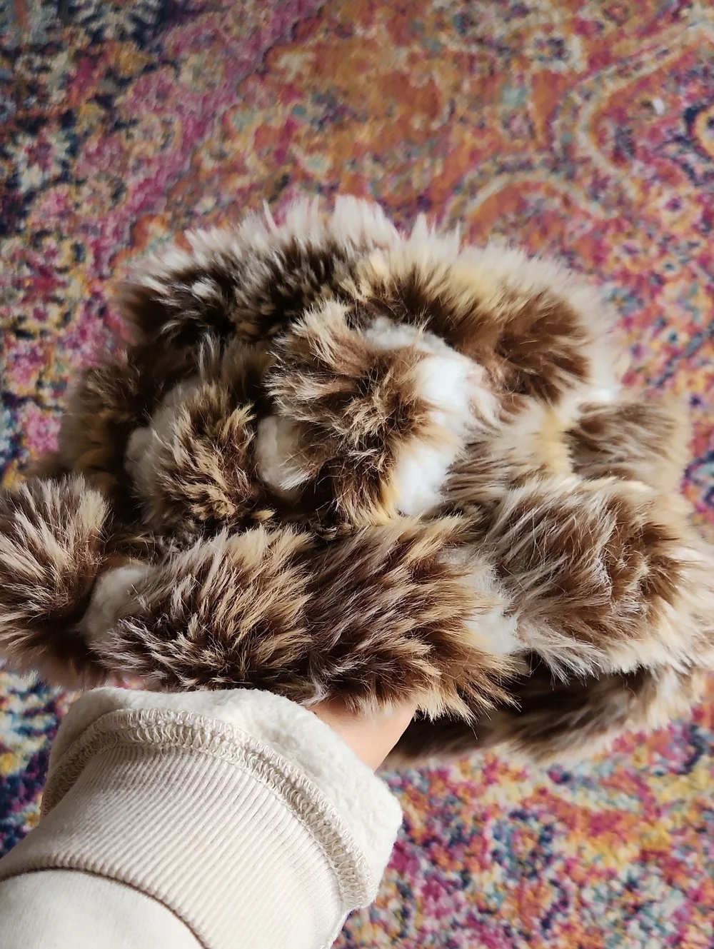 Parkhurst Faux Fur Brown & Cream bucket hat